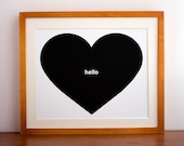 Giclee Print, Valentines Print, Relationship Art, Typography, Valentines Decor, Black Heart, - 8x10 - Conversation Heart - Free US Shipping