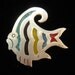 Vintage Mexican Sterling Silver Taxco Stone Fish Pin 16 Grams