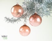 Blown Glass Holiday Ornament Suncatcher Pale Coral Ice Ornament - wolfartglass