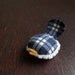 Handmade Decorative Bird in Navy Blue Plaid