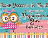 Custom Whimsy Owl Birthday Party Favor Topper