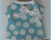 Winter Blue Dots Fleece Dog T-Shirt Clothes Size XXXS by Doogie Couture