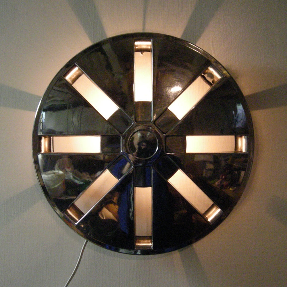 Chrome Hubcap Wall Lamp Hub Cap Lighting Boy's by StarlingInk