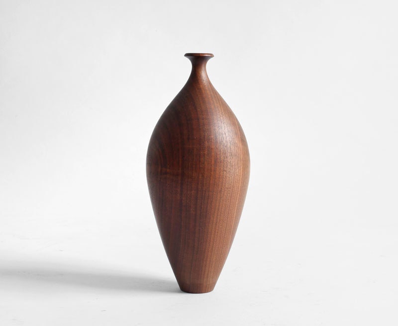 Vintage Wood Pottery Vase - Mid Century, Modern, West German, Retro, Eames