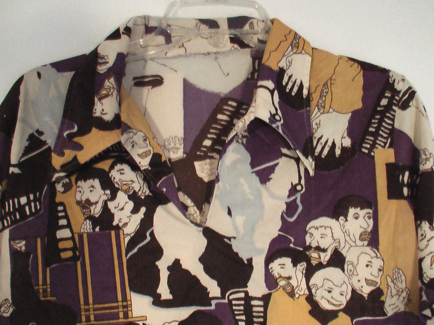 Art Deco Disco Blouse shirt top 60s 70s grunge polyester M L cafe society European men women unisex punk