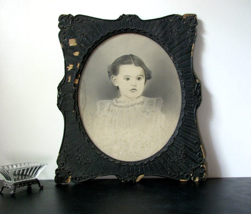 Eclectic Oddity Turn of the Century Shabby Chic Portrait of Child