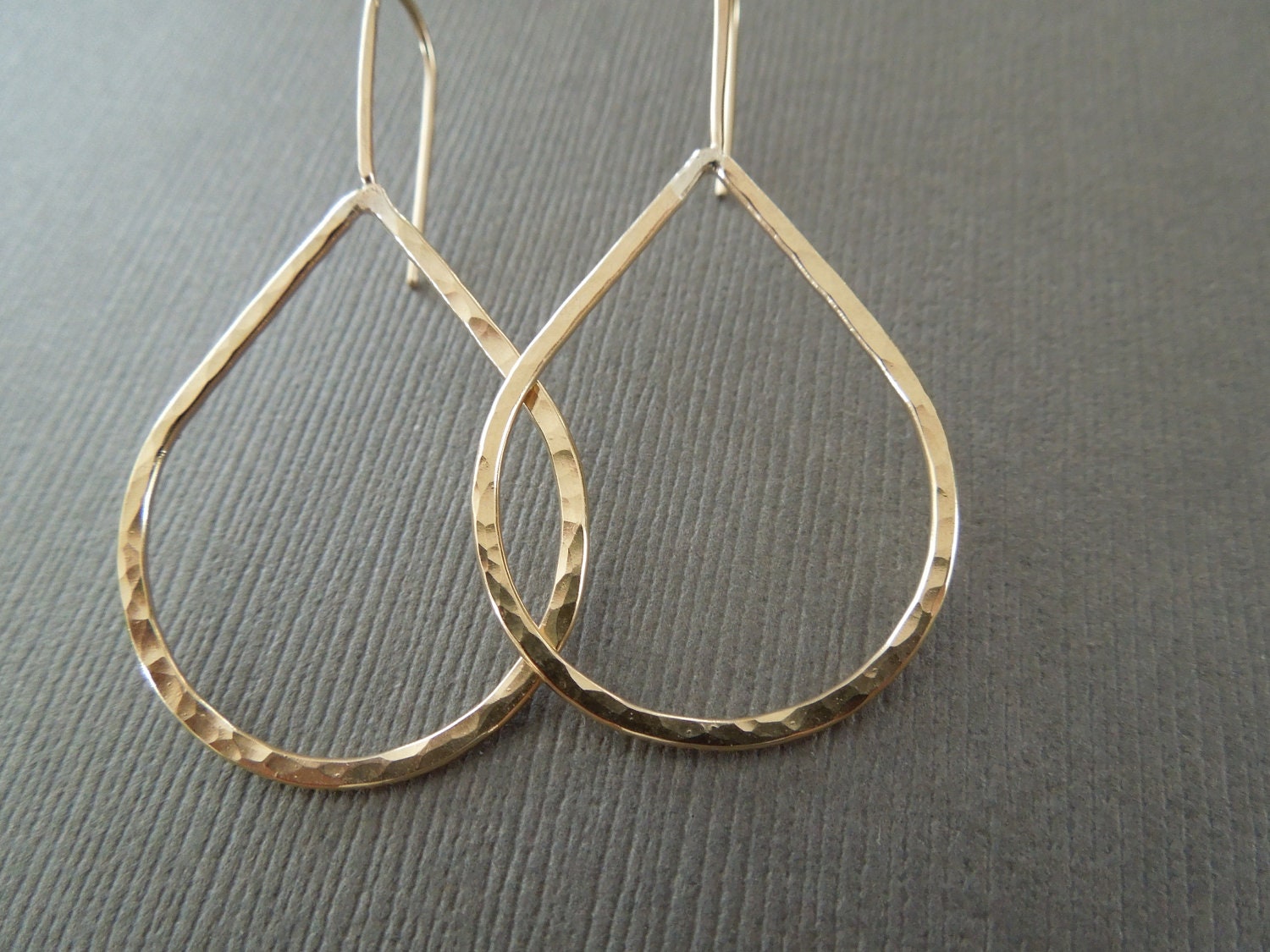 hammered teardrop earrings gold filled large, dangle, chandelier, artisan, everyday, simple, bridesmaid gift,  modern, classic, minimalist,