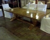 Reclaimed Wood Dining Table, Extendable with Trestle Base