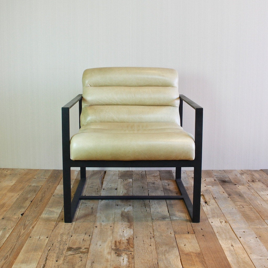 Leather Horizontal Channel Chair - Choose your own fabric