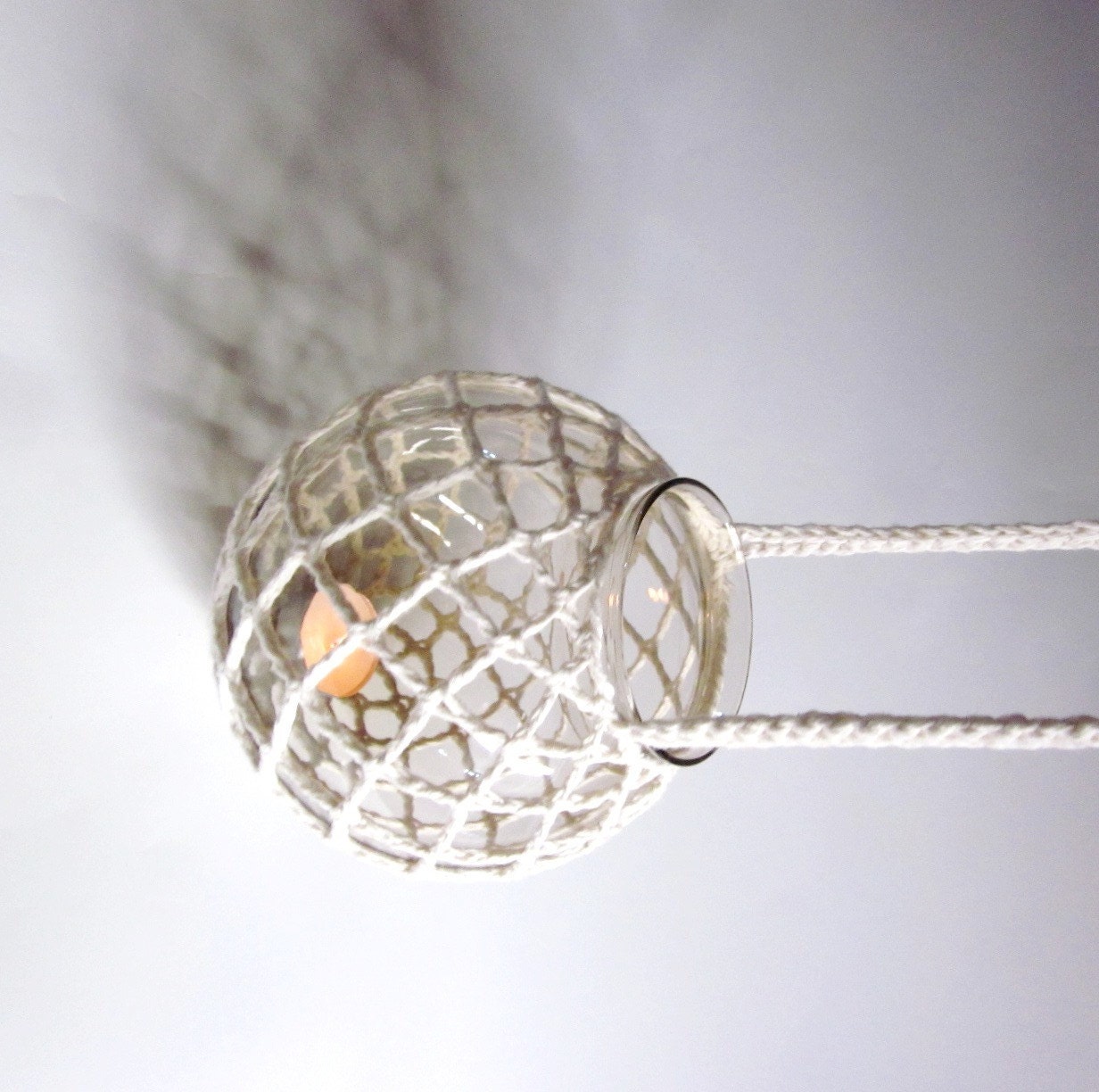 Smoke Colored Glass Globe Hanging Candle Holder by PoorLittleLamb