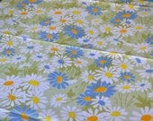 Vintage Tablecloth - Mod Blue and Green Daisy Tablecloth - 53 x 53 NOS