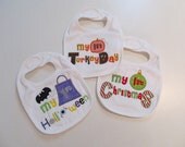 Custom My First Halloween, Thanksgiving and Christmas Bibs, Baby, Toddler