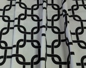 Pair of curtains, drapery panels, LINED with poly cotton, Gotcha, chain link, whiteblack, 50 X 84 inches