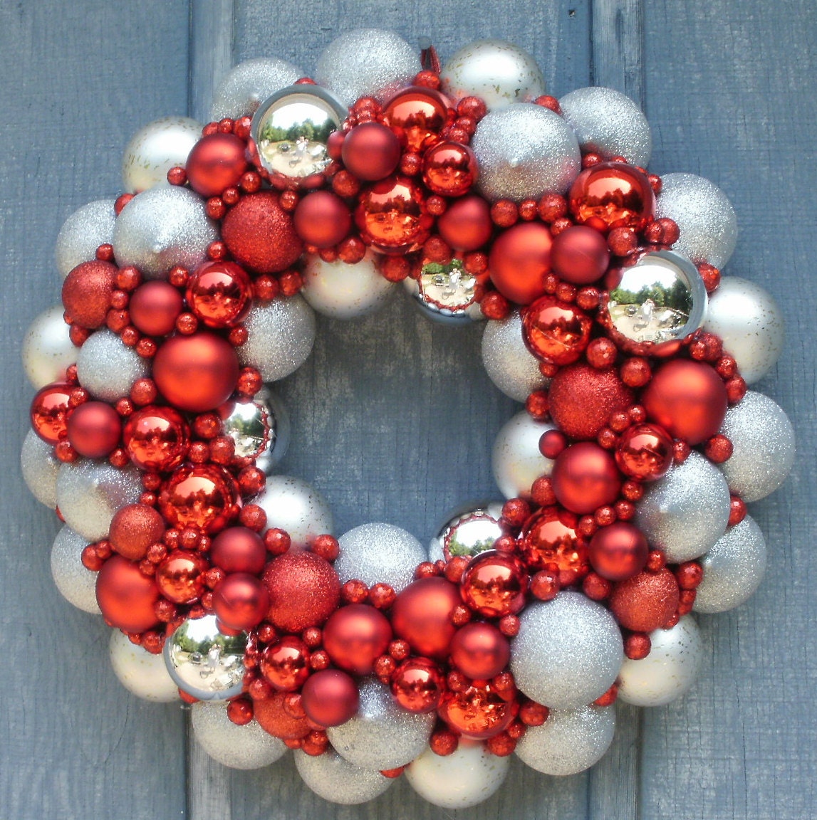 Sparkling Red Snowflake Ornament Wreath  by Silk N Lights Designs