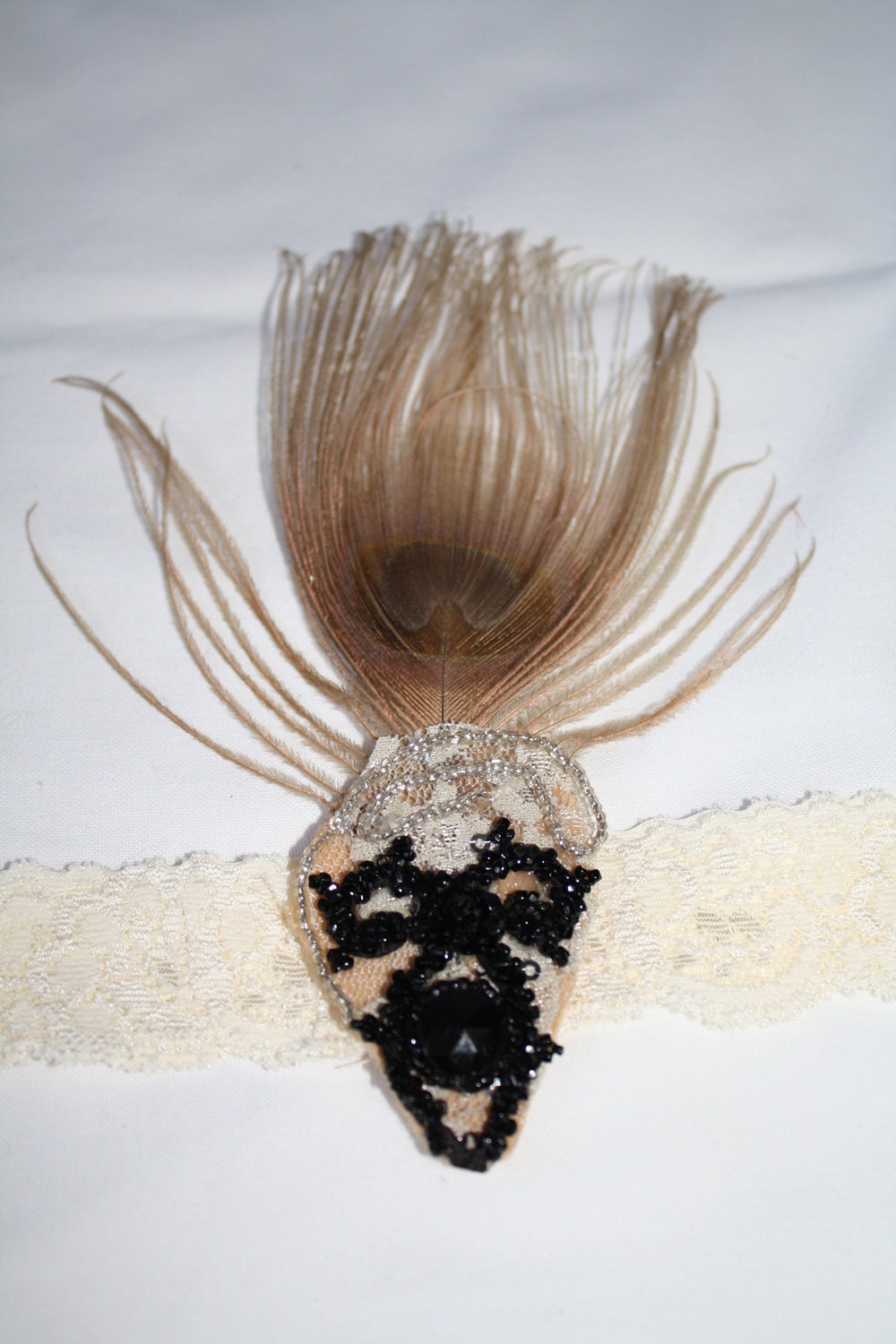 speakeasy 20s flapper headband with vintage jet