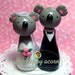 Wedding Cake Topper KOALA BEARS - Animal Kawaii Bride and Groom Figurine Couple - Handmade by The Happy Acorn