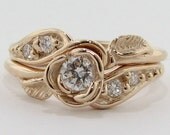 Prize Tea Rose Wedding set, rose gold and diamond