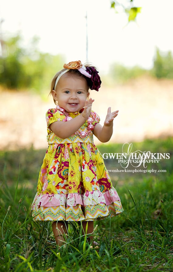 Sweet Tea coordinating line, twirl peasant dress, size 6mos.-5T