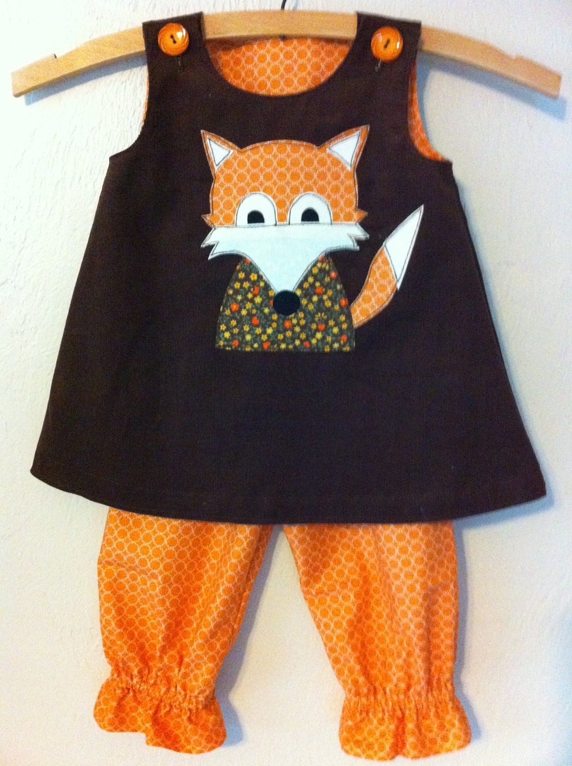 Little Ms. Foxy Jumper and pantaloons by PamiesBabyThreads on Etsy