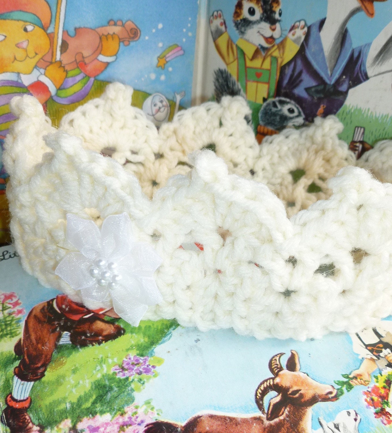 Crown for baby crocheted wool Princess