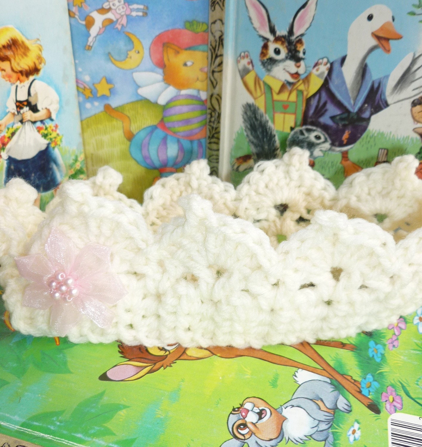 Crown for baby crocheted wool Princess