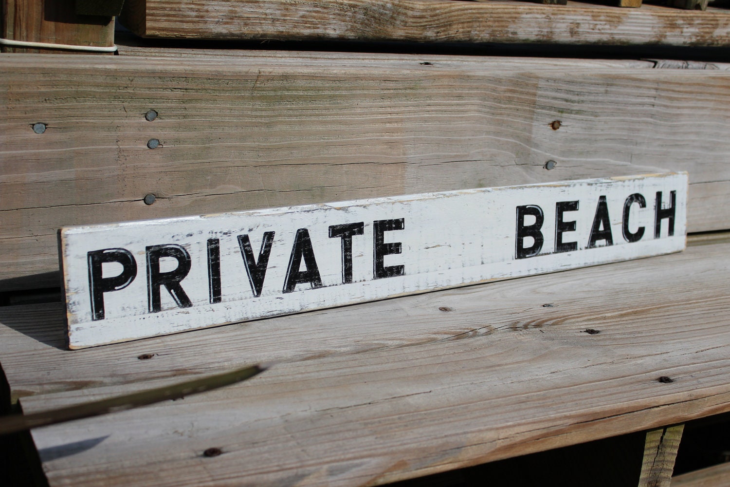 Private Beach Sign Nautical Coastal Decor by justbeachyshop