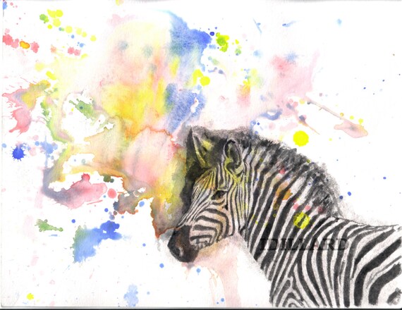 Zebra Animal Watercolor Painting Original Watercolor by idillard