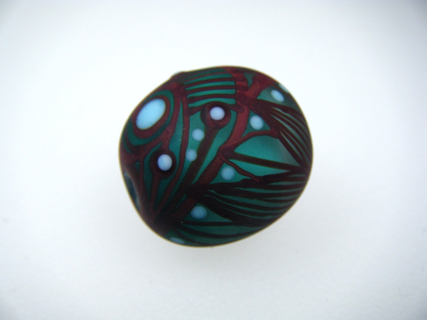 Moogin - Etched oval lampwork focal bead- SRA