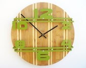 Striped Bamboo Wall Clock (Eden Green)