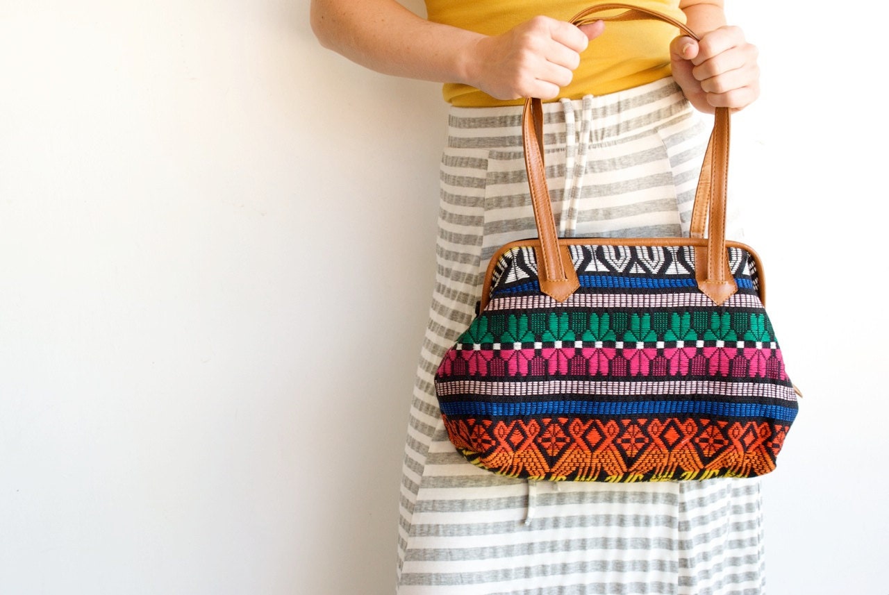 Vintage FRANCO FIGGESI Purse / 1980's / Geometric / Tribal