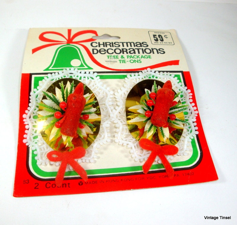 Vintage Christmas Decorations Tree And Package by VintageTinsel