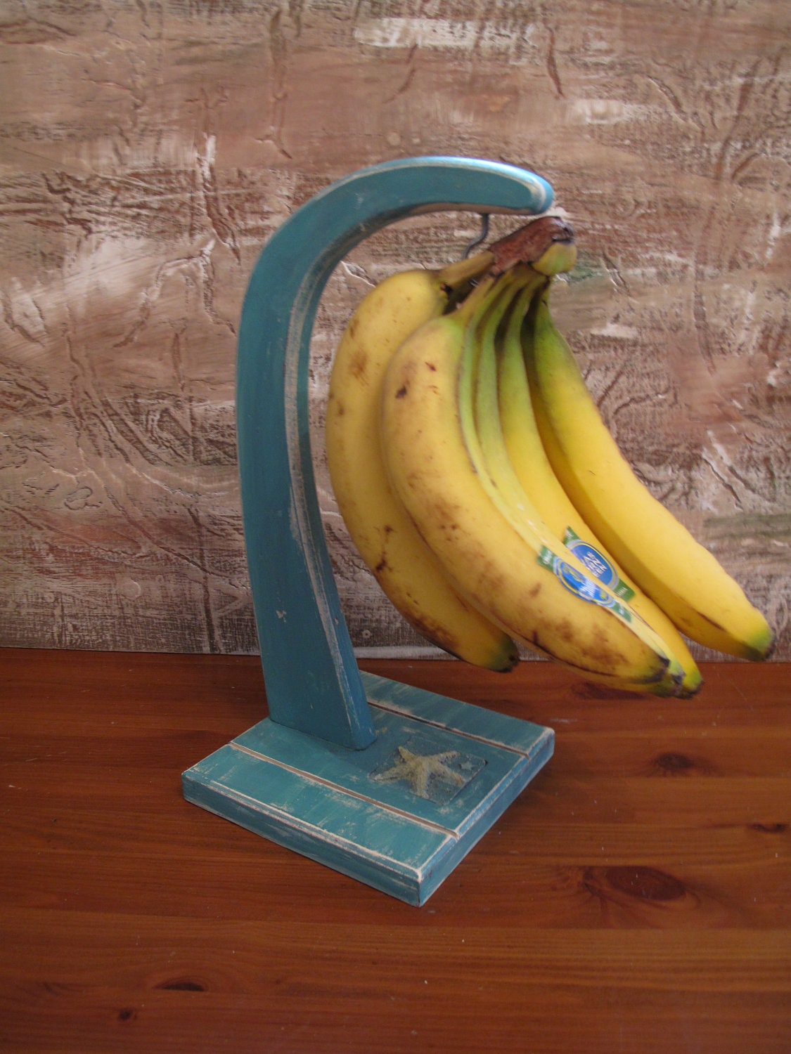 Vintage Distressed Wood Banana Holder Star by VintageChichibean