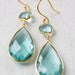 SALE 15 OFF Gold Aqua Blue Quartz Teardrop Earrings - Teal Blue - Something Blue, Summer Weddings
