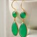 Green Onyx Teardrop Earrings - Emerald Green - Glowing Green
