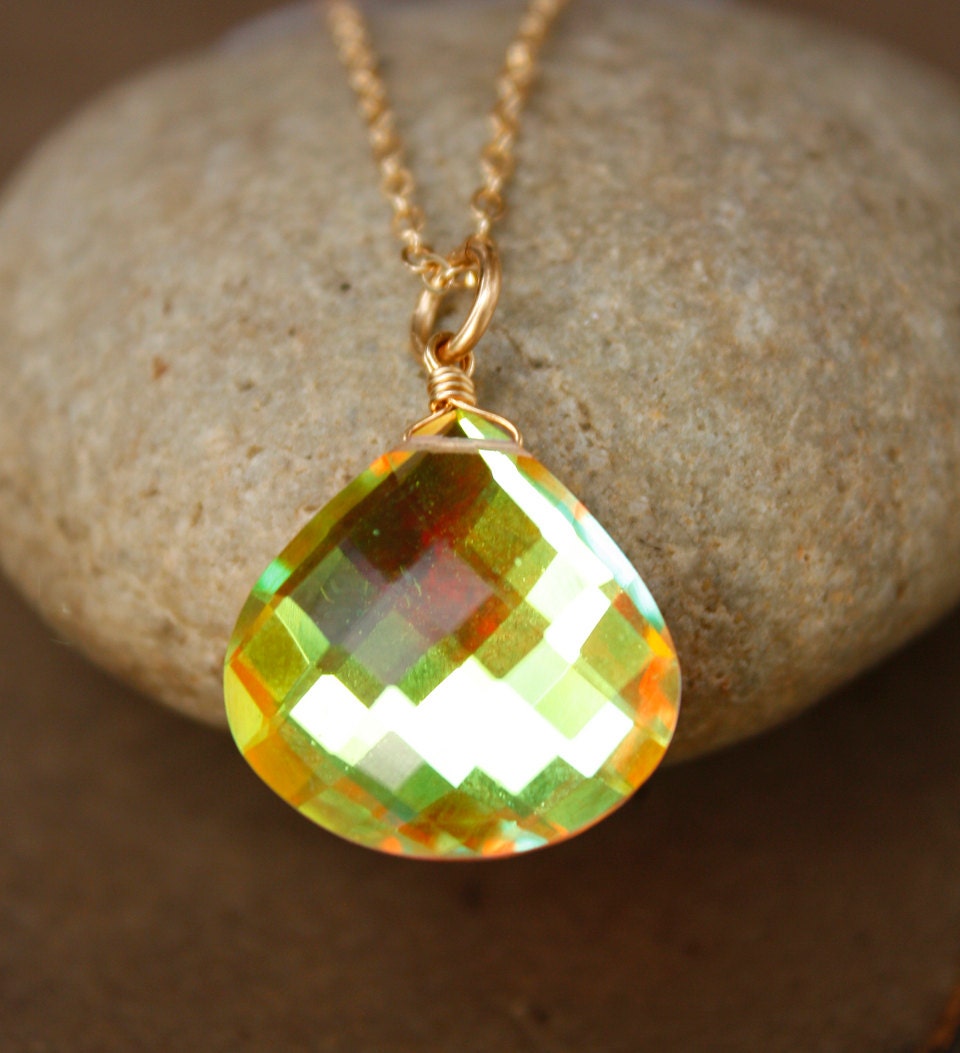 Orange Mystic Quartz Necklace - Colourful - 14KT Gold Fill