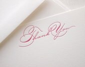 Script Thank You Letterpress Stationery - Set of 6 Flat Notes
