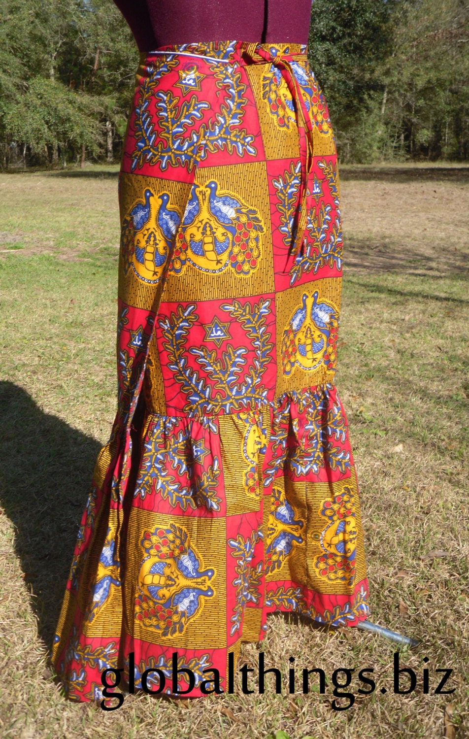 Items similar to Long Wrap Maxi Skirt West African Print Wrap Skirt