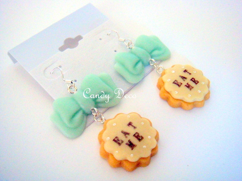 Eat Me Cookie Sterling Silver Earrings (Yellow)