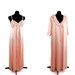 Vintage peignoir,nightgown and robe,Shadowline,peach,pale pink,,lace illusion, Size S small, 1970s