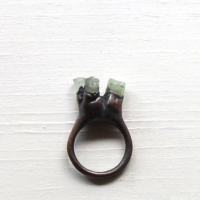 Tourmaline Ring Gemstone Ring October Birthstone Ring Gem Mint Pale Blue Green Stone Ring Artisan Handmade