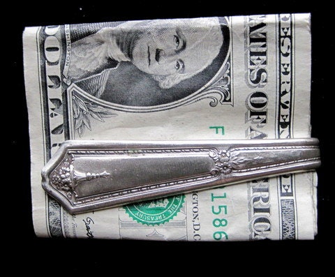 Money Clip Vintage Silverplate silverware Personalized