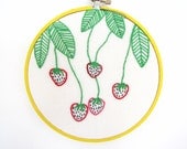 Embroidery Hoop Art - Strawberry Patch