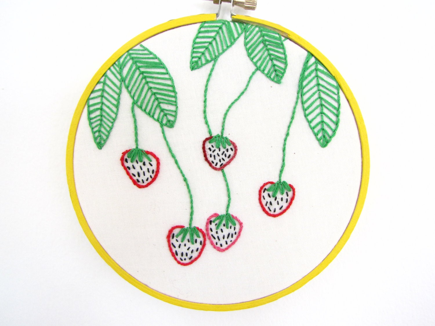 Embroidery Hoop Art - Strawberry Patch