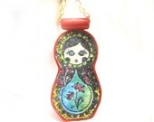 Matryoshka  nesting doll polymer clay necklace
