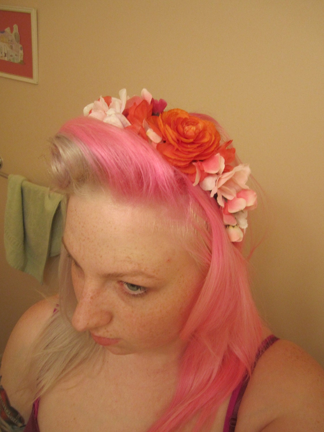 flower crown white pink and orange by waywardvictorian on etsy flower crown white pink and orange by waywardvictorian on etsy
