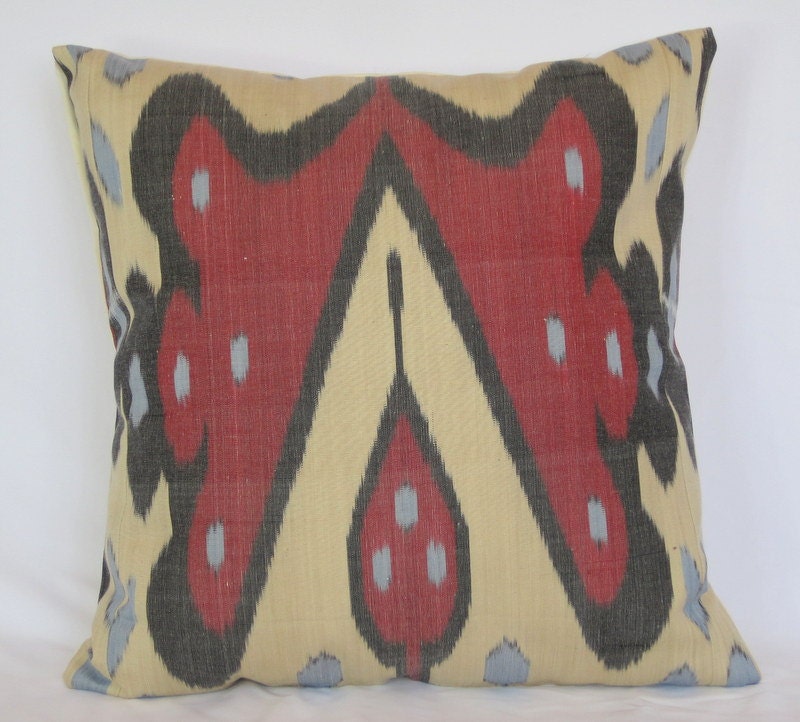 18x18 silk cotton Uzbek Ikat Pillow case - fully hand loom and hand made item
