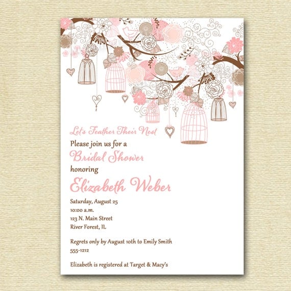 ... Bridal Shower Invitation - Pink and Brown - PRINTABLE INVITATION