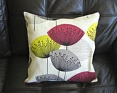 Throw pillows fuschia pink mustard yellow dandelion clock design 18 inch cushion shams UK designer fabric