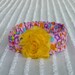 Hearts on Pink Dog Scrunchie Necklace with yellow shabby chic rose - S