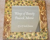 Peacock Mirror, Henna on Mirror, A Moment to Reflect, 17x17in, ORIGINAL, OOAK, Unique, Henna Swirls